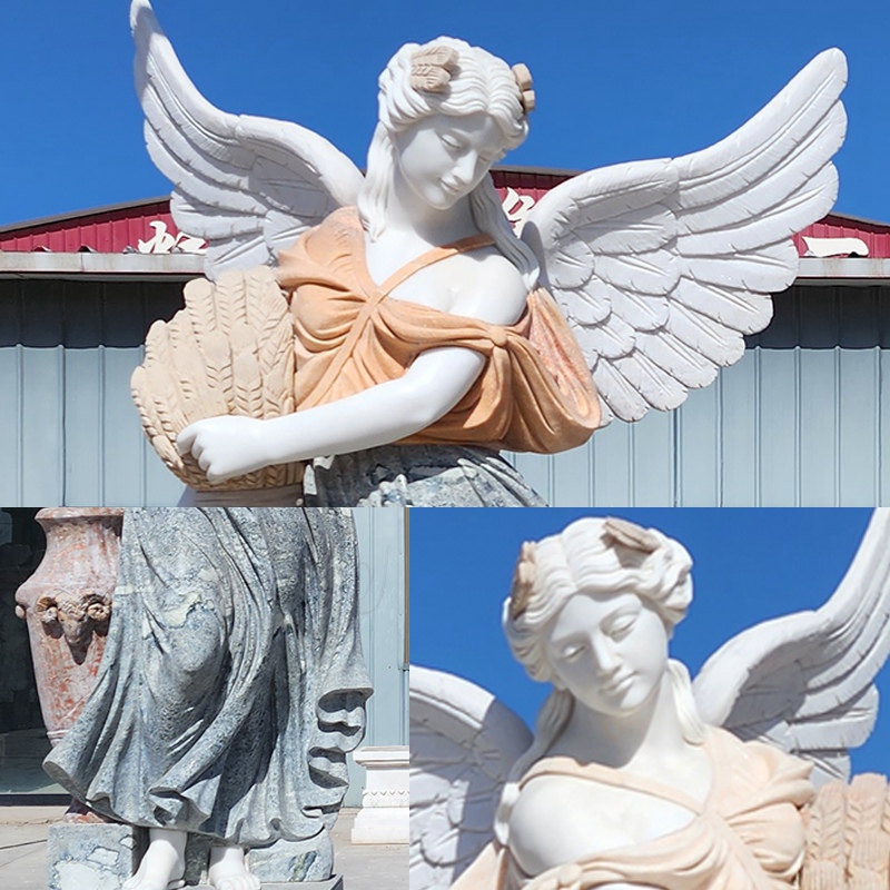 marble angel carving details