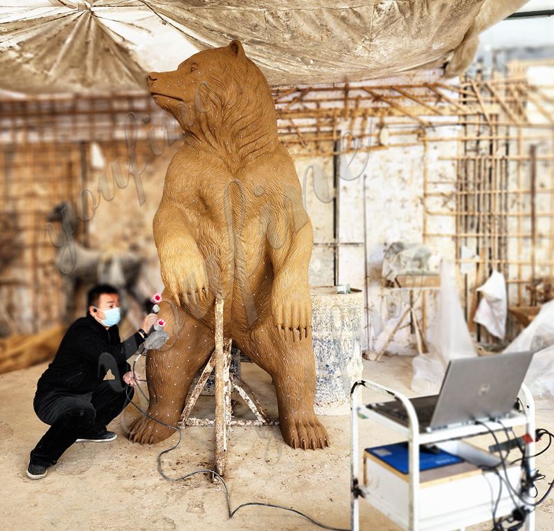 scanning lifesize bear statue clay model