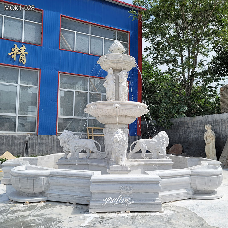 stone lion water fountain
