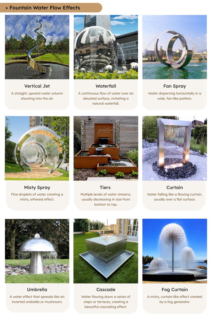 youfine stainless steel water feature fountain for sale