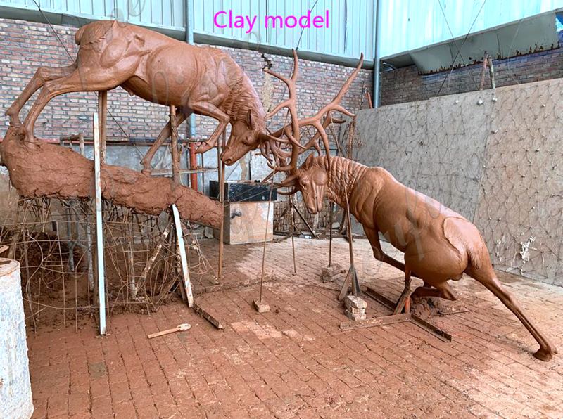 Bronze elk statue Clay model