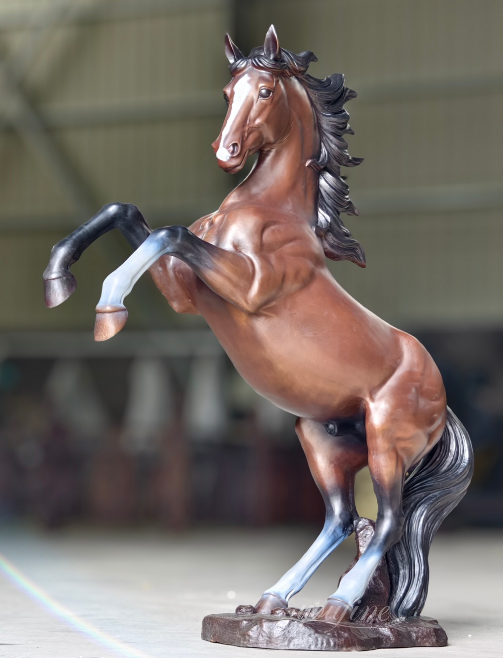 Detailed Rearing Bronze Horse Sculpture