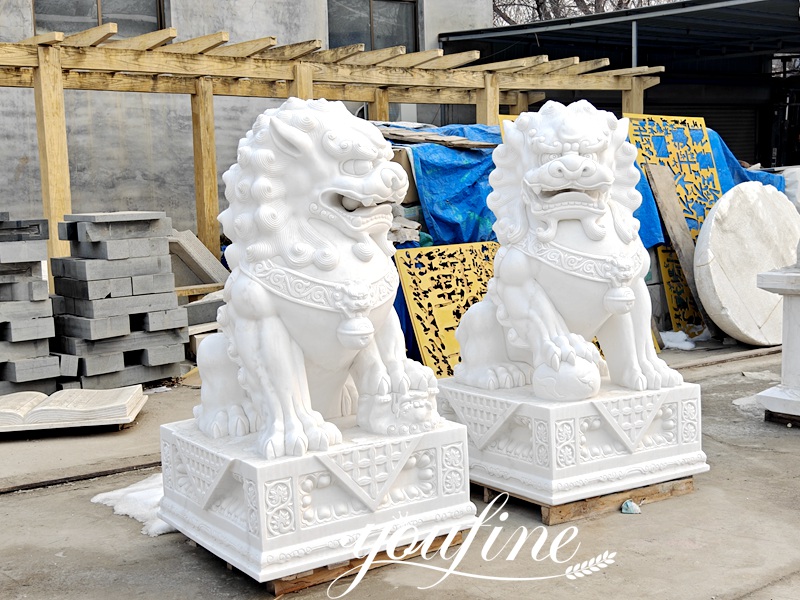 Garden Foo Dogs Marble Statue 1