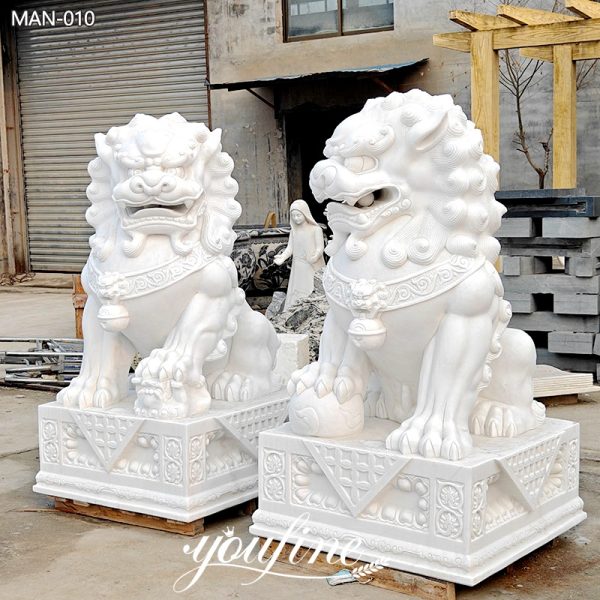 Garden Foo Dogs Marble Statue Front Porch Decor for Sale