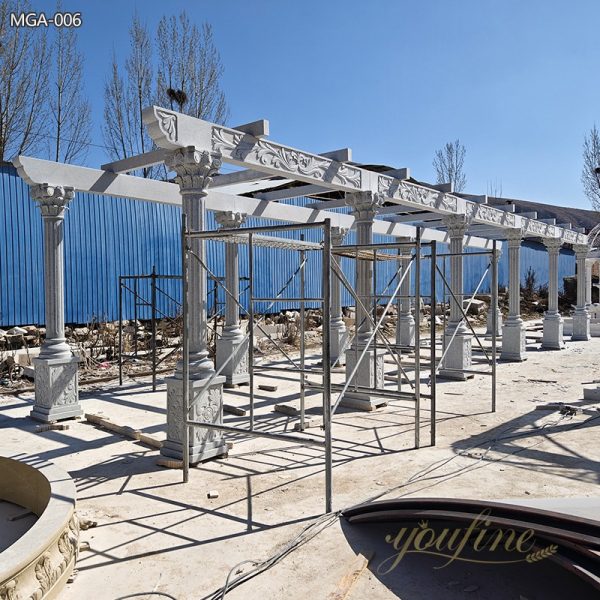Large Marble Gallery Gazebo with Carvings Supplier