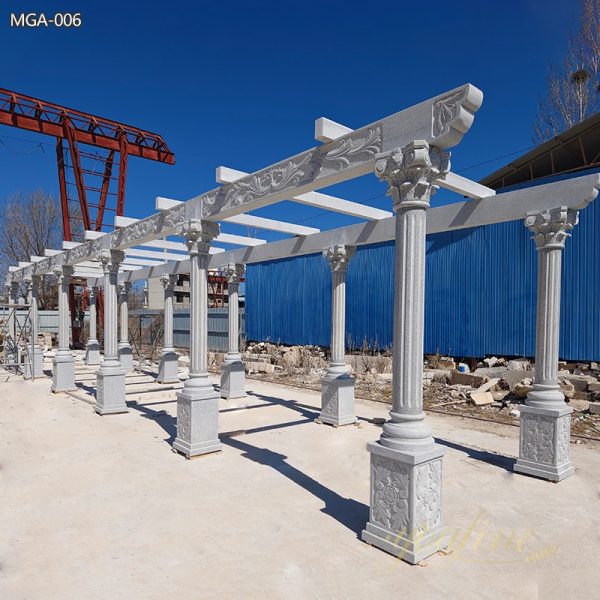 Large Marble Gallery Gazebo with Carvings Supplier