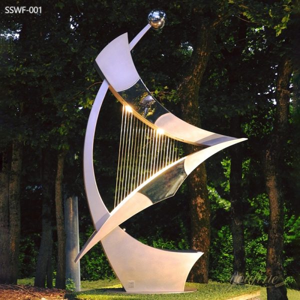 Large Metal Modern Harp Sculpture for Outdoor