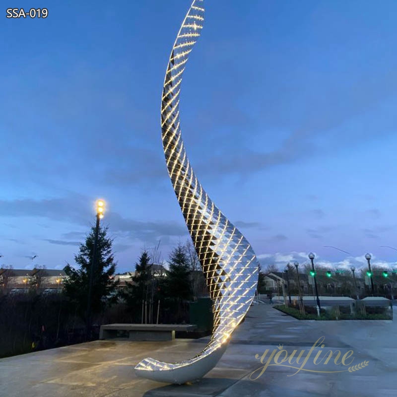 Modern Mirror Stainless Steel Ribbon Sculpture for Park