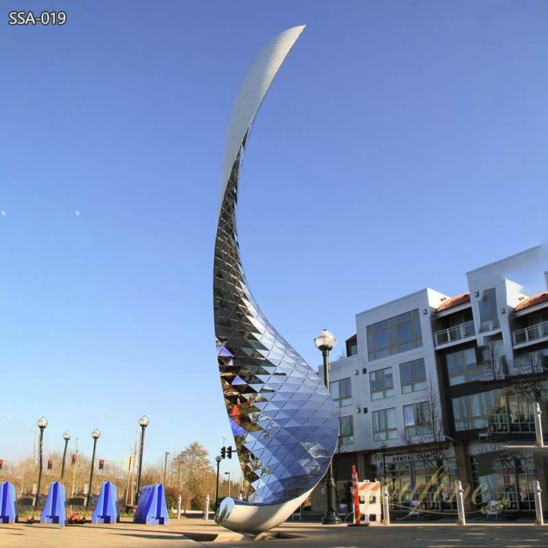 Modern Mirror Stainless Steel Ribbon Sculpture for Park
