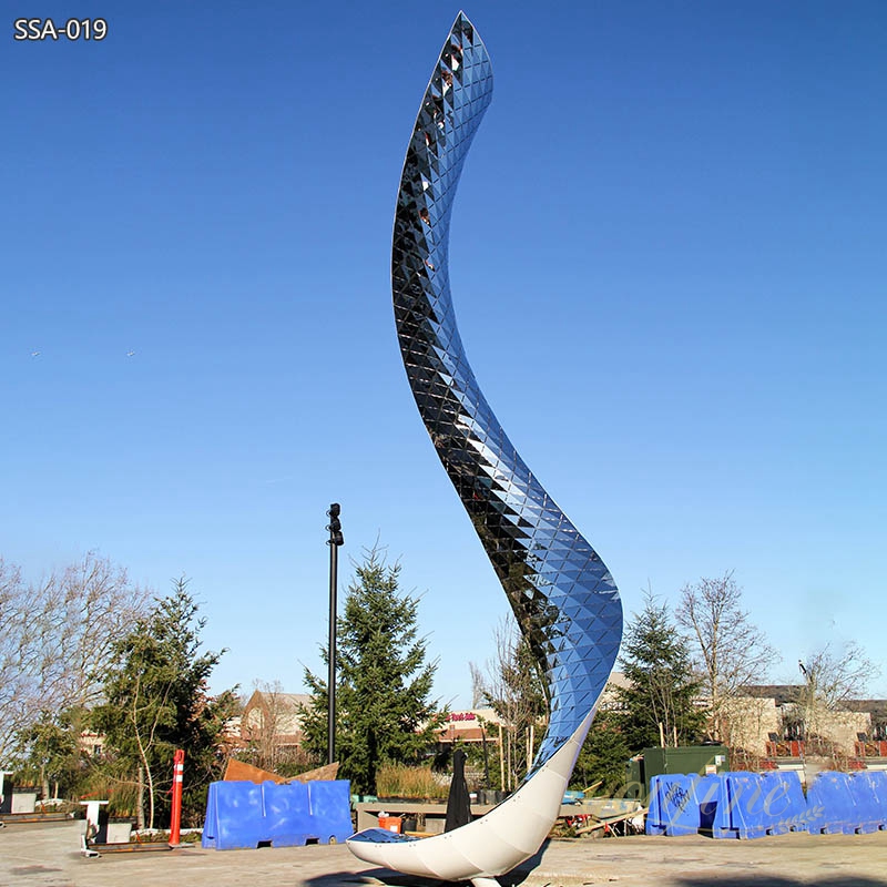 Modern Mirror Stainless Steel Ribbon Sculpture for Park