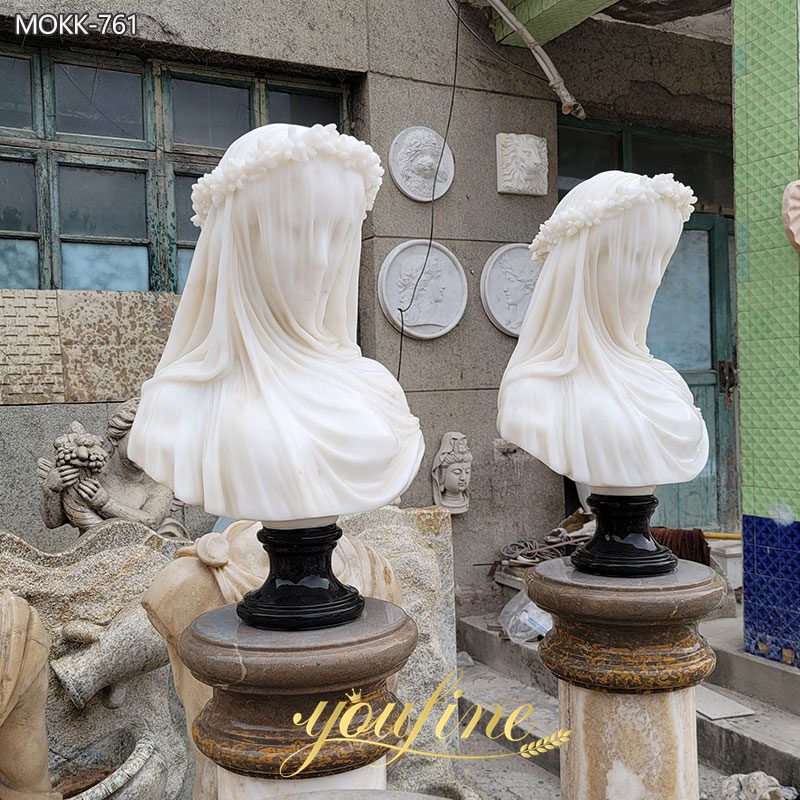 Natural-White-Marble-Veiled-Lady-Bust-Sculpture-for-Sale