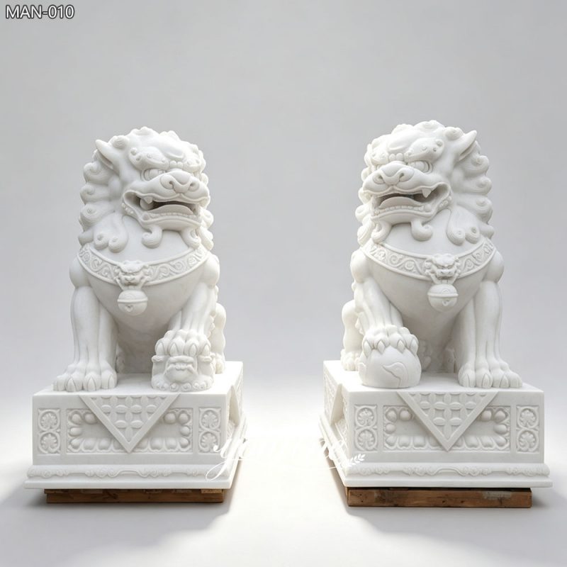 Garden Foo Dogs Marble Statue Front Porch Decor for Sale
