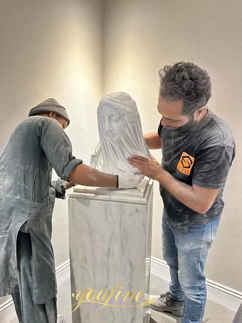 White Marble Veiled Lady Bust Sculpture feedback