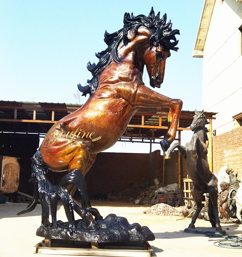 YouFine Cast Light Brown Rearing Horse