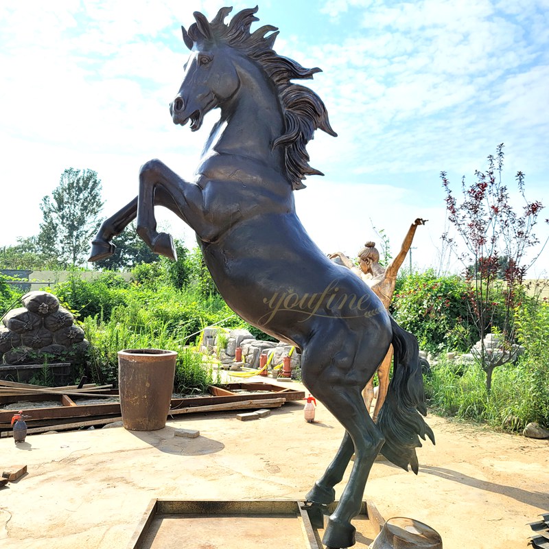 black Bronze Rearing Horse Statue