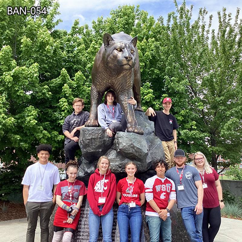 Bronze Life Size Cougar Statue University Mascot Wildlife Sculpture