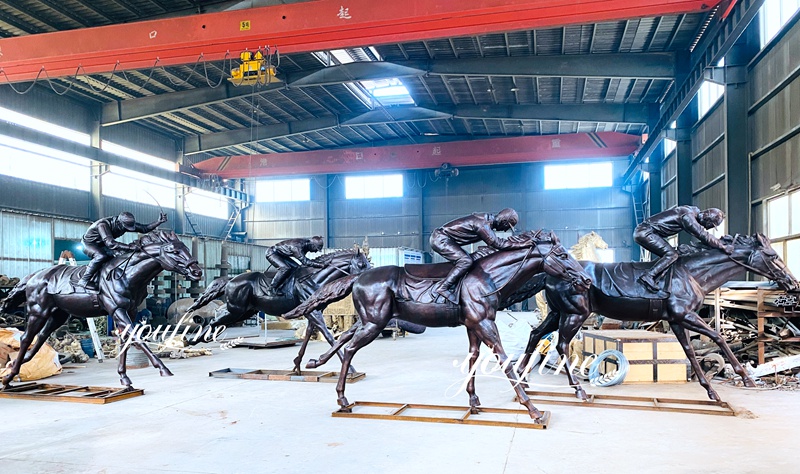 bronze horse racing sculptures