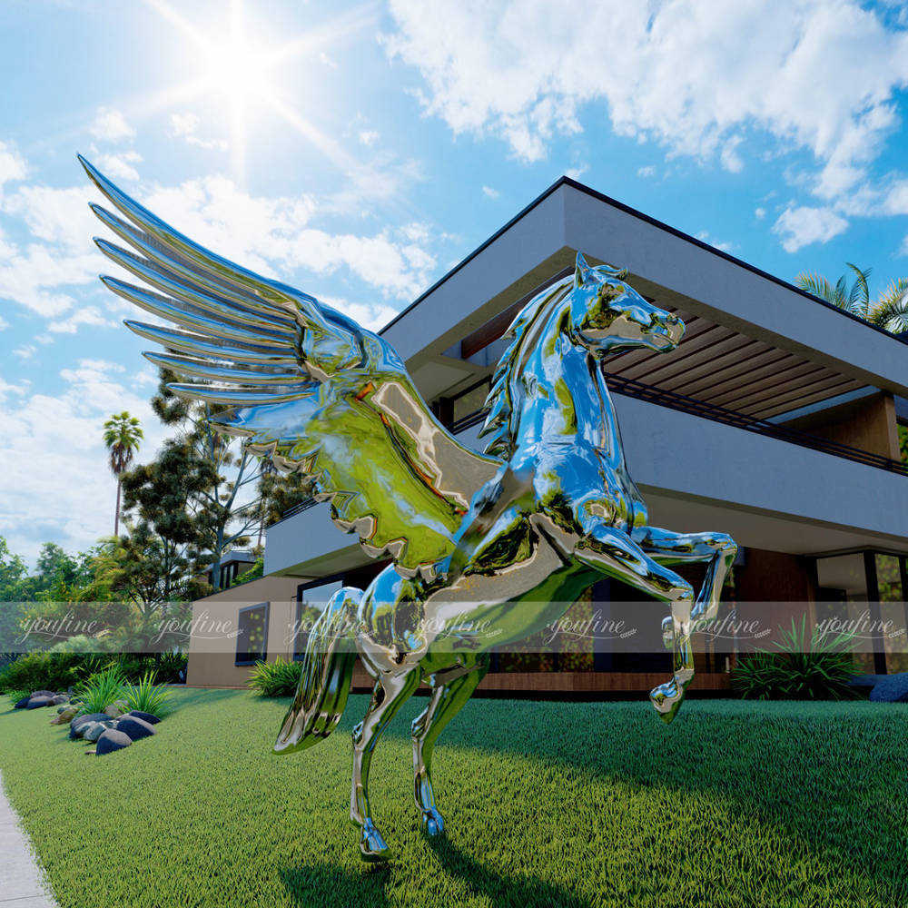 Outdoor Stainless Steel Horse with Wings Statue CSS-804