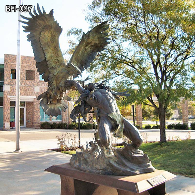 Famous life Size Bronze Eagle Catcher Statue Figurative Public Sculpture