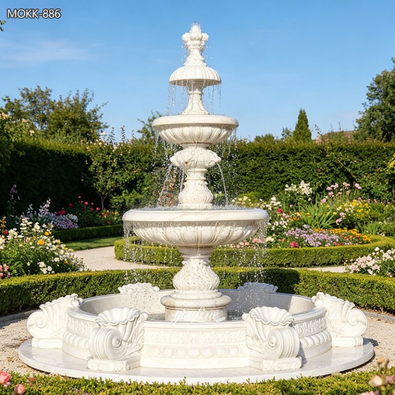 Italian Marble Fountain for Circular Flowerbed MOKK-886