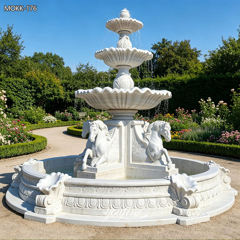 Classic Marble Horse Statue Water Fountain MOKK-176
