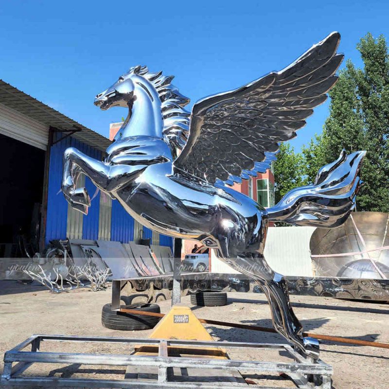 stainless steel horse with wings statue