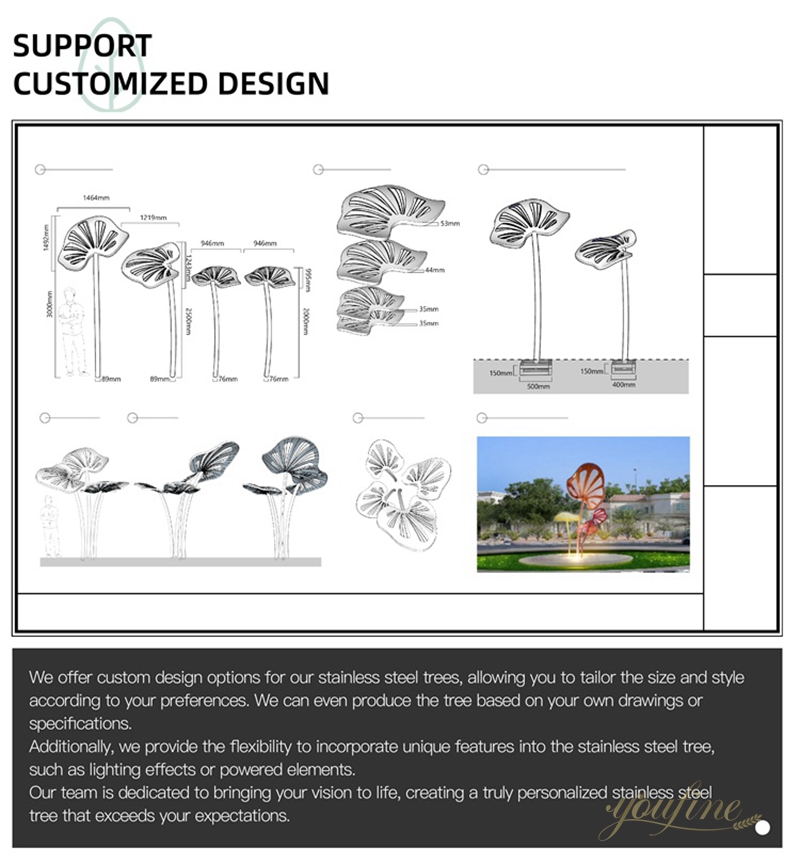 large stainless steel tree sculpture for public outdoor supplier