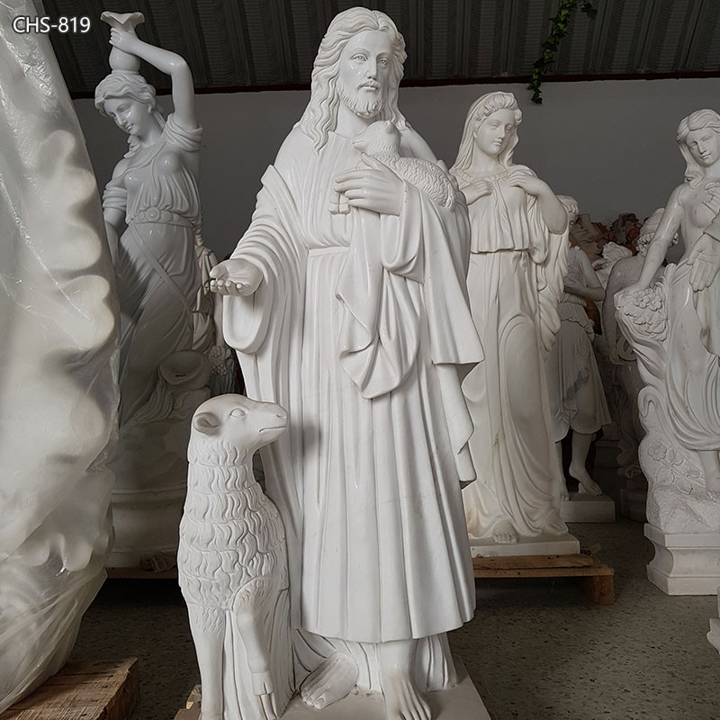 Marmorstatue von Christus dem Guten Hirten
