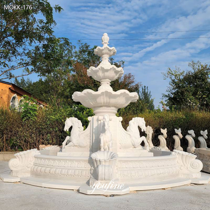 marble horse statue water fountain