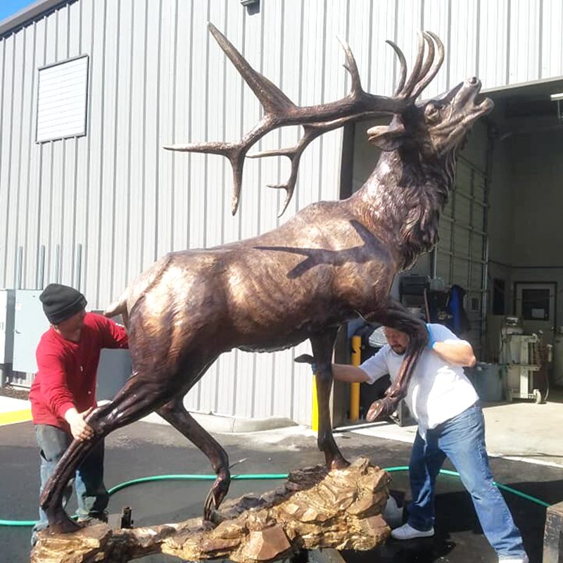 outdoor elk art statue