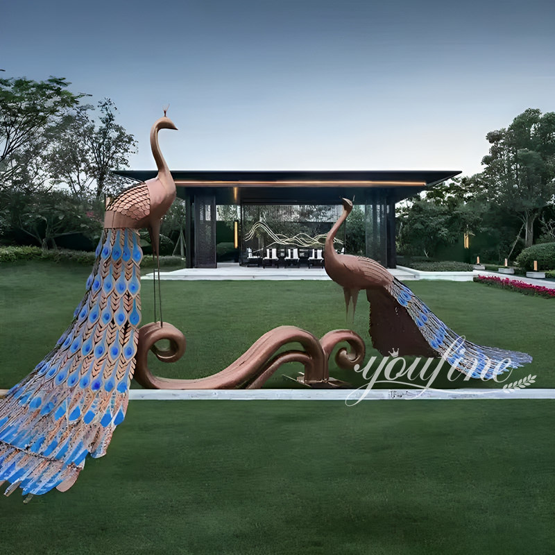 Large Metal Peacock Statue for Modern Garden Ornament CSS-501