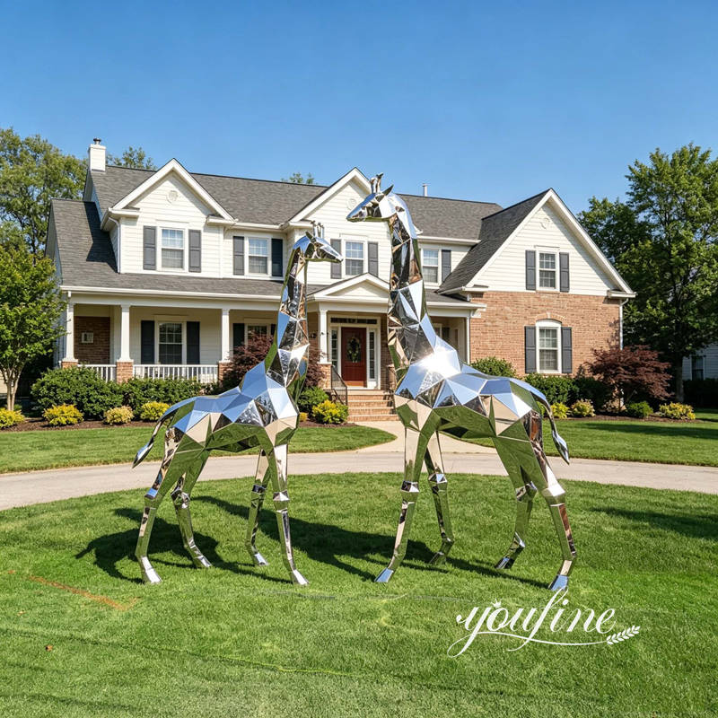 stainless steel giraffe sculpture