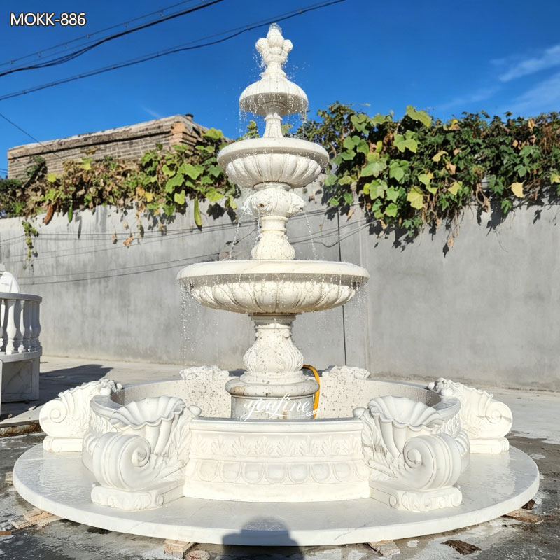 white Italian marble fountain