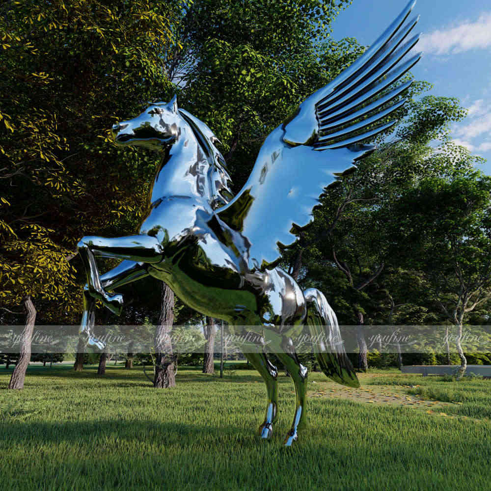 metal craft winged horse statue