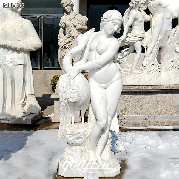 Ancient Greek Aphrodite and Goose Marble Statue for Sale