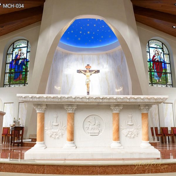 Catholic Church Marble Altar with Carvings for Sale