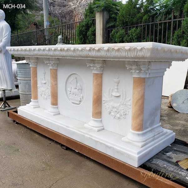 Catholic Church Marble Altar with Carvings for Sale