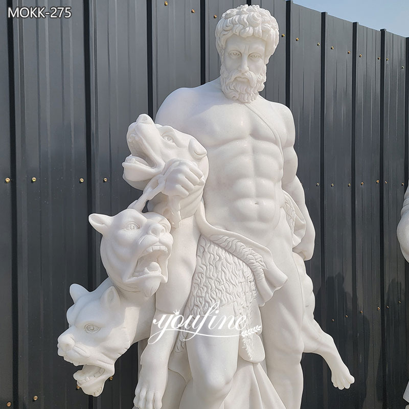 Classic Garden Marble Hercules and Cerberus Statue