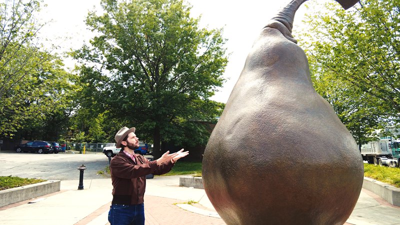 Garden bronze fruit sculpture