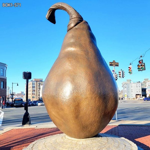 Garden bronze pear sculpture