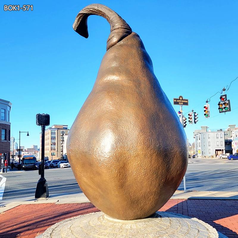 Large Bronze Golden Russet Bosc Pear Sculpture for Sale