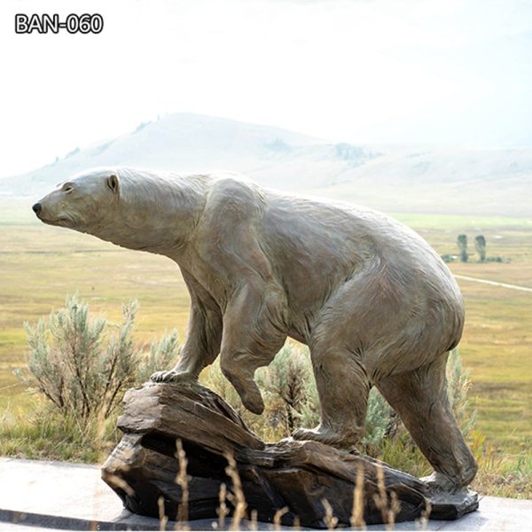 Garden bronze polar bear sculpture