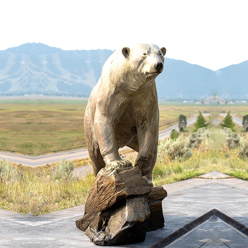 Garden polar bear bronze sculpture