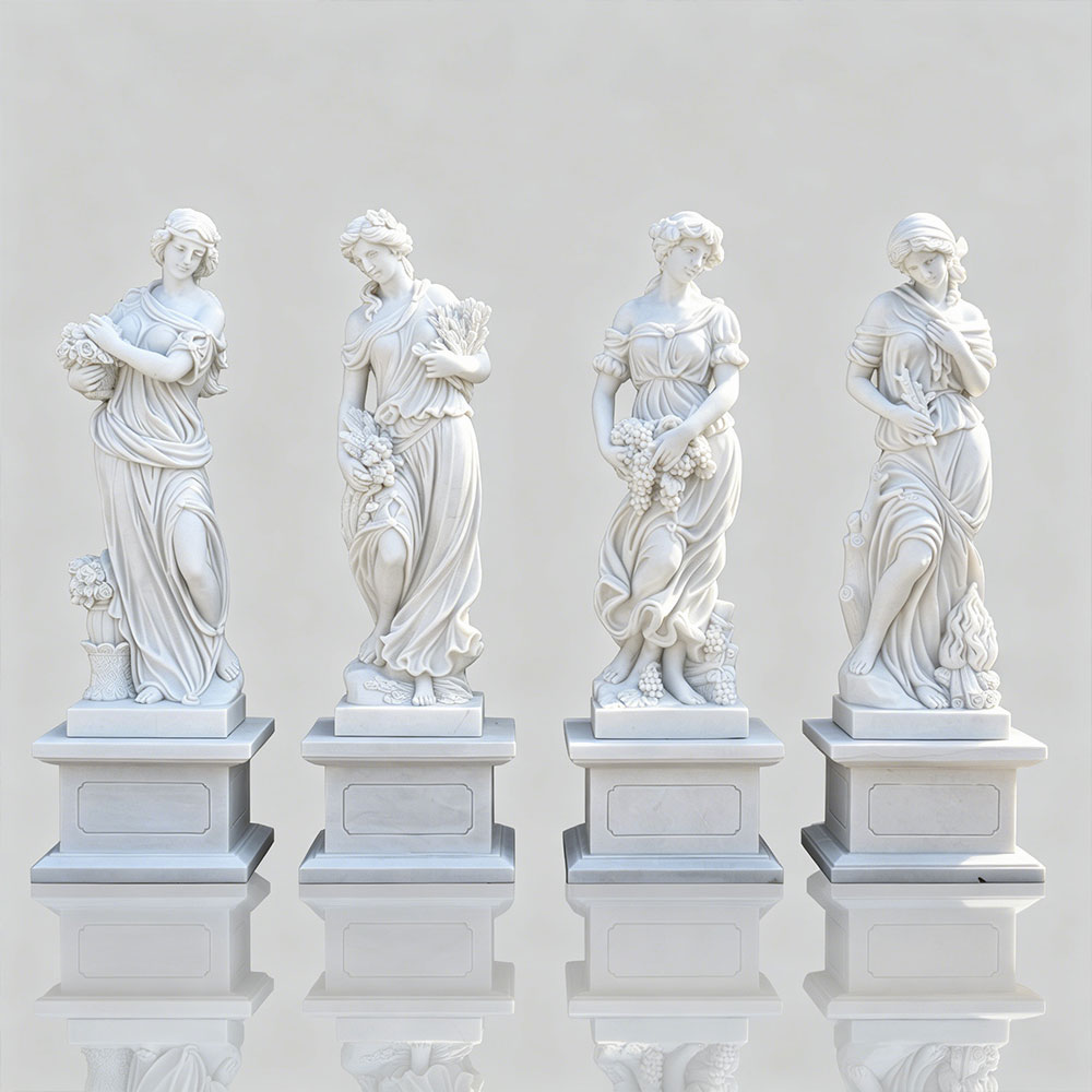 Statua ornamentale da giardino in marmo greco delle quattro stagioni in vendita