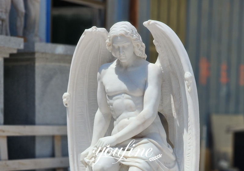 Hand Carved Religious Marble Lucifer Sculpture detail