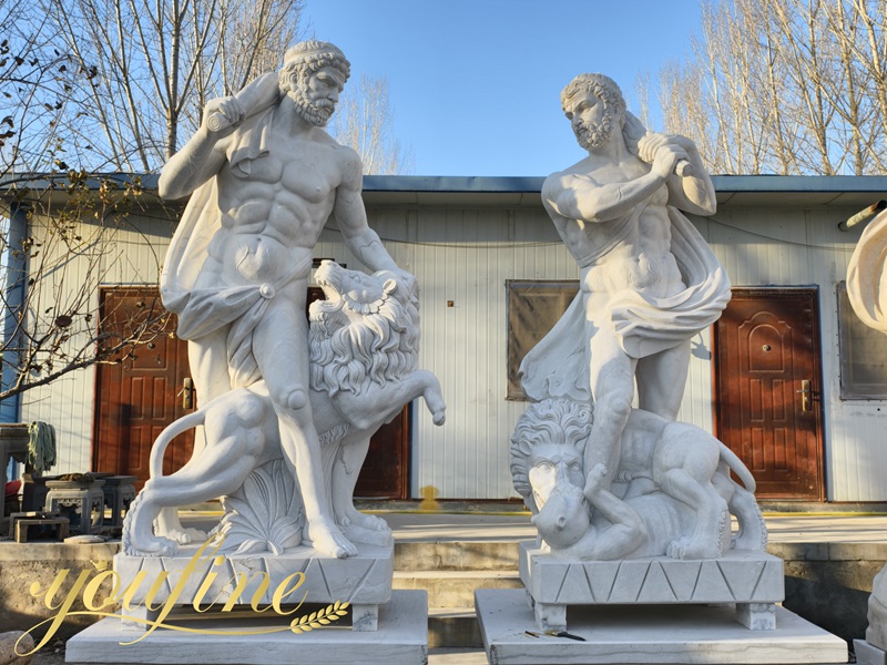Hercules Statue and Lion marble