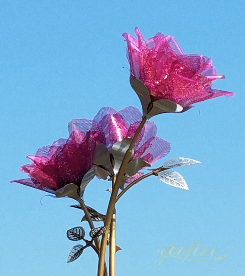 Large Art Metal Rose Sculpture for Square