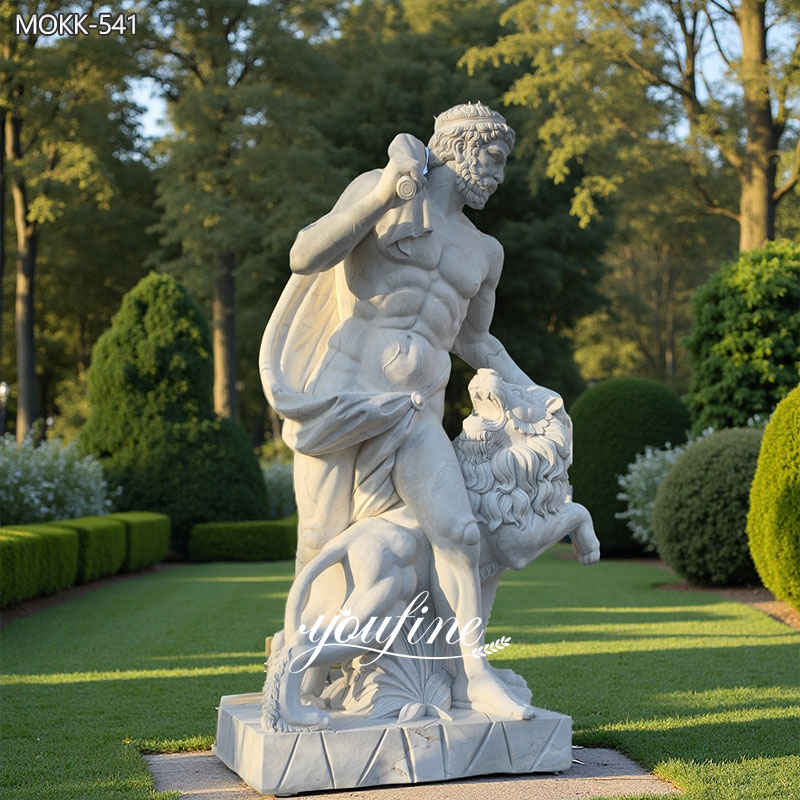 Marble Hercules Nemean Lion Statue For Sale MOKK-541