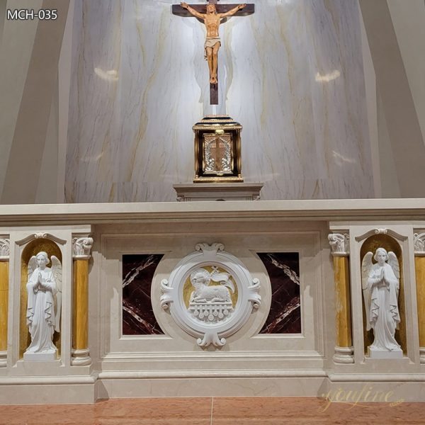 Natural Marble Altar with Statue for Churc