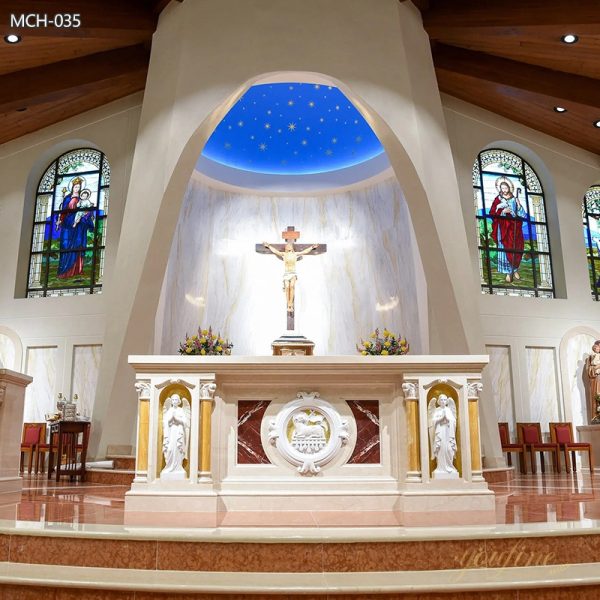 Natural Marble Altar with Statue for Church